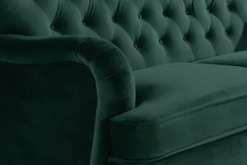 Howard Riviera Sofagruppe Svunget 3-personers + 2-personers Sofa + Lænestol + Fodskammel i Fløjl - Grøn - Møbler - Sofaer - Sofagrupper - Howard sofagruppe
