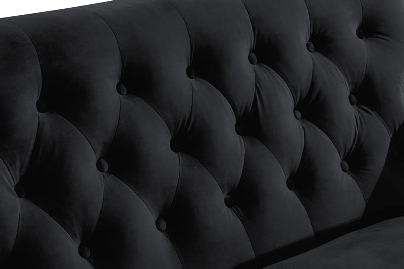Howard Riviera Sofagruppe Svunget 3-personers + 2-personers Sofa + Lænestol + Fodskammel i Fløjl - Sort - Møbler - Sofaer - Sofagrupper - Howard sofagruppe
