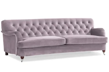 Howard Riviera Sofagruppe Svunget 3-personers + 2-personers Sofa + Lænestol + Fodskammel i Fløjl - Lilla - Møbler - Sofaer - Sofagrupper - Howard sofagruppe
