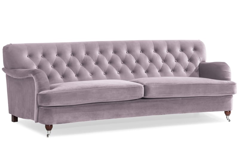 Howard Riviera Sofagruppe Svunget 3-personers + 2-personers Sofa + Lænestol + Fodskammel i Fløjl - Lilla - Møbler - Sofaer - Sofagrupper - Howard sofagruppe