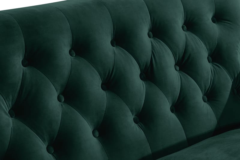 Howard Riviera Sofagruppe Svunget 3-personers + 2-personers Sofa + Lænestol + Fodskammel i Fløjl - Grøn - Møbler - Sofaer - Sofagrupper - Howard sofagruppe