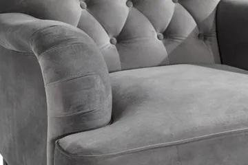 Howard Riviera Sofagruppe Svunget 3-personers + 2-personers Sofa + Lænestol + Fodskammel i Fløjl - Lysegrå - Møbler - Sofaer - Sofagrupper - Howard sofagruppe