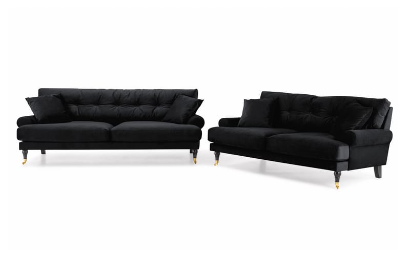 Andrew 3-personers Fløjlssofa - Sort - Møbler - Sofaer - Sofagrupper - Howard sofagruppe