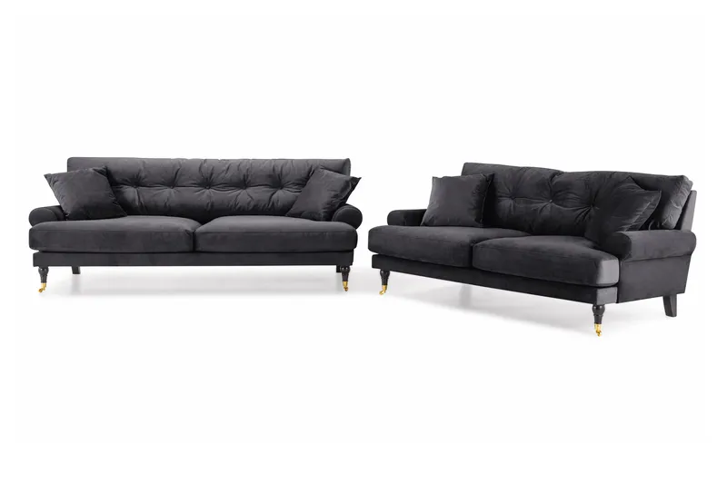 Andrew 3-personers Fløjlssofa, Mørkegrå