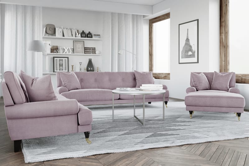 Andrew 3-personers Fløjlssofa - Lilla - Møbler - Sofaer - Sofagrupper - Howard sofagruppe