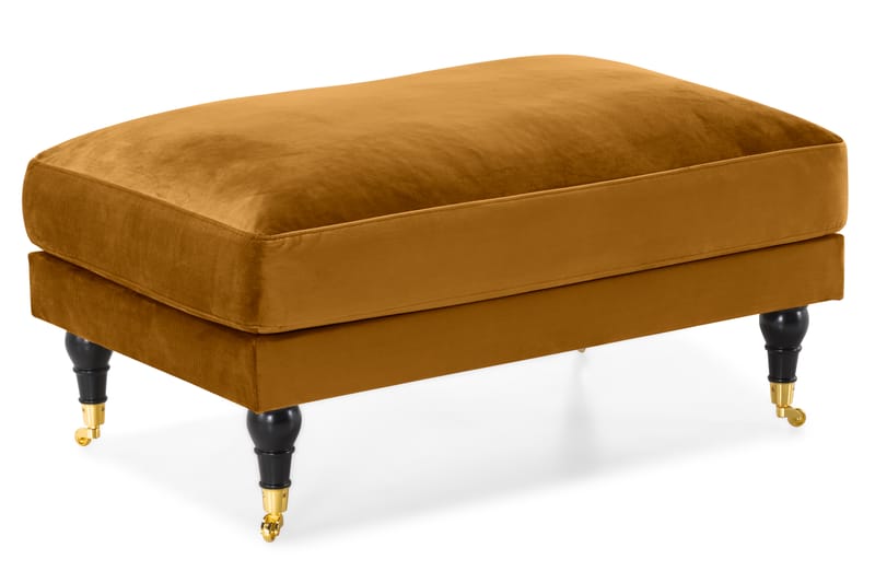 Andrew Sofaarrangement 3-personers + 2-personers Sofa + Lænestol + Fodskammel i Fløjl - Mørkegul - Møbler - Sofaer - Sofagrupper - Howard sofagruppe