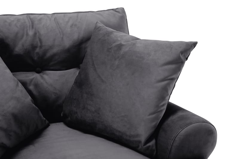 Andrew Sofagruppe 2-personers Sofa + Lænestol + Fodskammel i Fløjl - Mørkegrå - Møbler - Sofaer - Sofagrupper - Howard sofagruppe