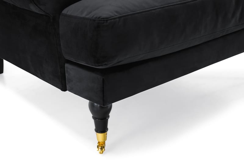 Andrew Sofagruppe 2-personers Sofa + Lænestol + Fodskammel i Fløjl - Sort - Møbler - Sofaer - Sofagrupper - Howard sofagruppe