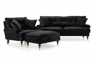 Andrew Sofagruppe 2-personers Sofa + Lænestol + Fodskammel i Fløjl