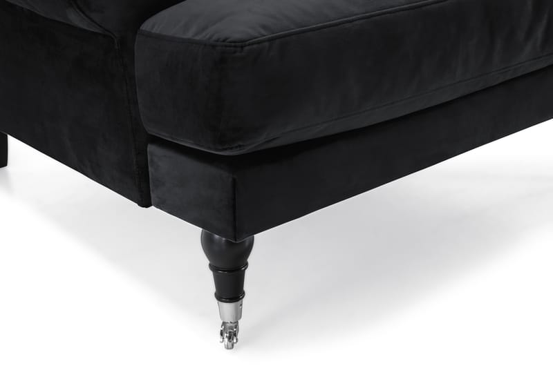 Andrew Sofagruppe 2-personers Sofa + Lænestol + Fodskammel i Fløjl - Sort - Møbler - Sofaer - Sofagrupper - Howard sofagruppe
