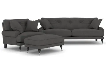 Andrew Sofagruppe 2-personers Sofa + Lænestol + Fodskammel i Stof