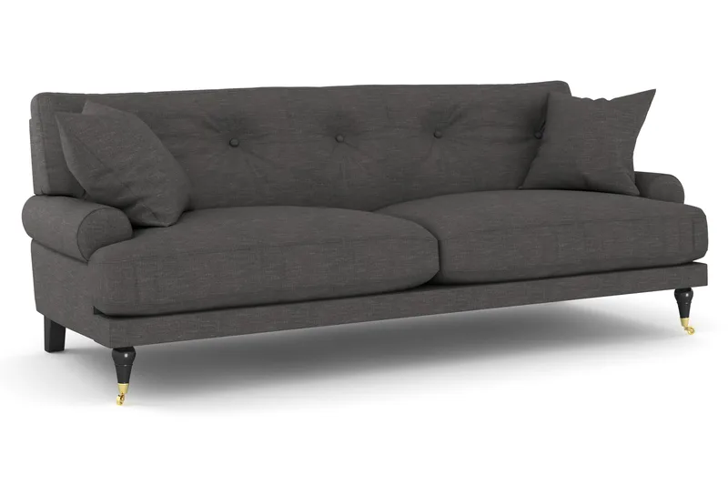 Andrew Sofagruppe 3-personers + 2-personers Sofa + Lænestol + Fodskammel i Fløjl - Mørkegrå - Møbler - Sofaer - Sofagrupper - Howard sofagruppe