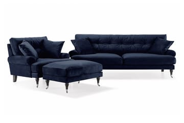 Andrew Sofagruppe 3-personers Sofa + Lænestol + Fodskammel i Fløjl
