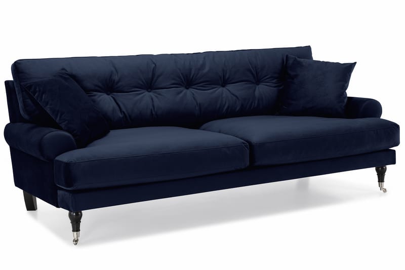 Andrew Sofagruppe 3-personers Sofa + Lænestol + Fodskammel i Fløjl - Blå - Møbler - Sofaer - Sofagrupper - Howard sofagruppe