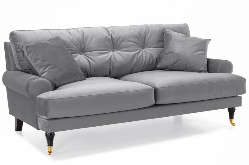 Andrew Sofagruppe 3-personers + 2-personers Sofa + Lænestol + Fodskammel i Fløjl - Lysegrå - Møbler - Sofaer - Sofagrupper - Howard sofagruppe