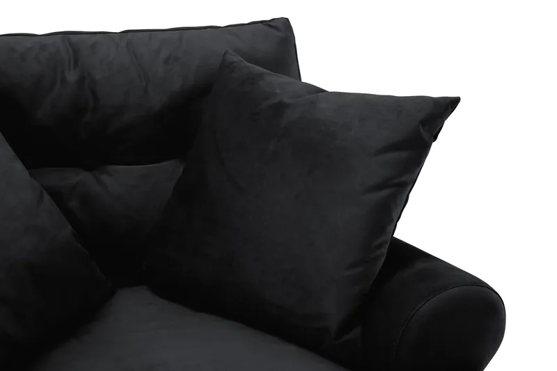 Andrew Sofagruppe 3-personers + 2-personers Sofa + Lænestol + Fodskammel i Fløjl - Sort - Møbler - Sofaer - Sofagrupper - Howard sofagruppe
