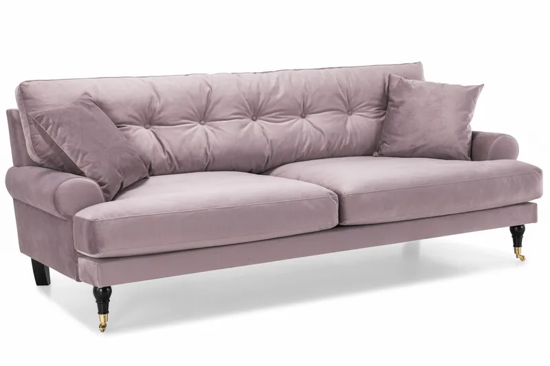 Andrew Sofagruppe 3-personers Sofa + Lænestol + Fodskammel i Fløjl - Lilla - Møbler - Sofaer - Sofagrupper - Howard sofagruppe