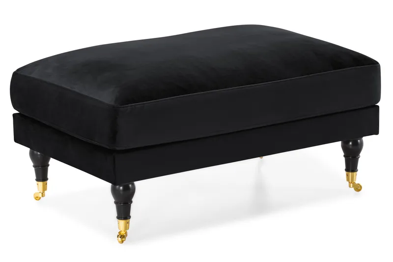 Andrew Sofagruppe 3-personers + 2-personers Sofa + Lænestol + Fodskammel i Fløjl - Sort - Møbler - Sofaer - Sofagrupper - Howard sofagruppe