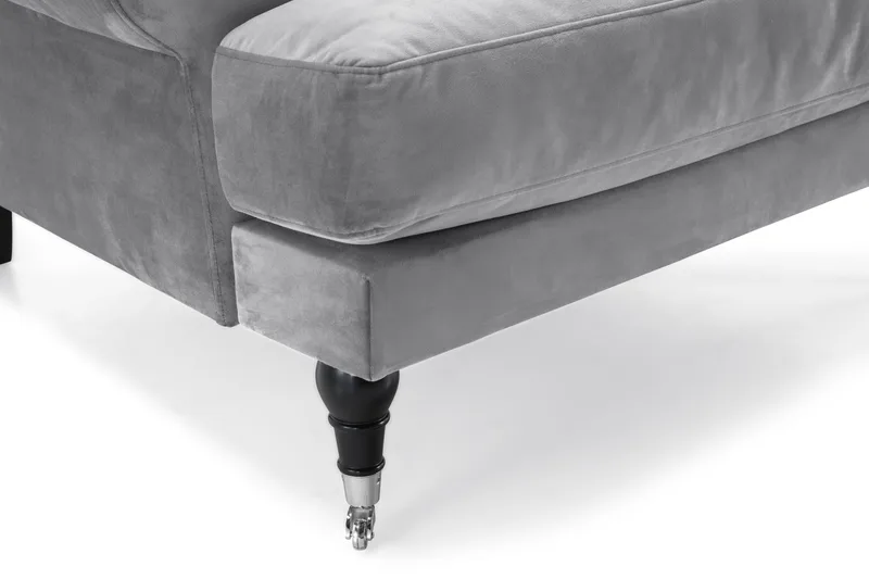 Andrew Sofagruppe 3-personers + 2-personers Sofa + Lænestol + Fodskammel i Fløjl - Lysegrå - Møbler - Sofaer - Sofagrupper - Howard sofagruppe