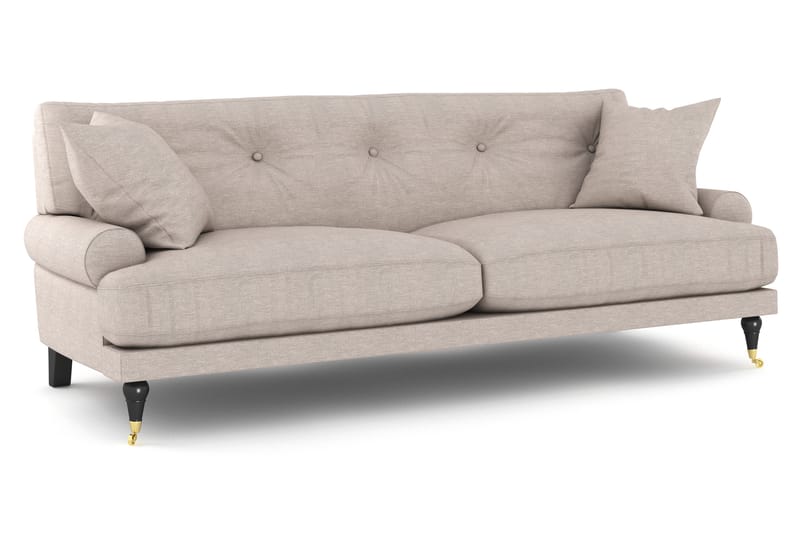 Andrew Sofagruppe 3-pers+2-pers+Lænestol+Puf - Beige/Messing - Howard sofagruppe