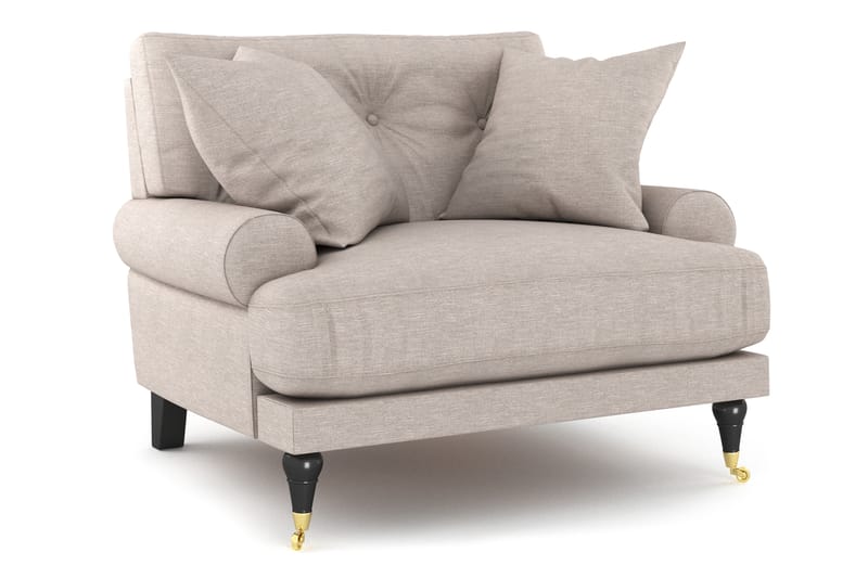 Andrew Sofagruppe 3-pers+2-pers+Lænestol+Puf - Beige/Messing - Howard sofagruppe