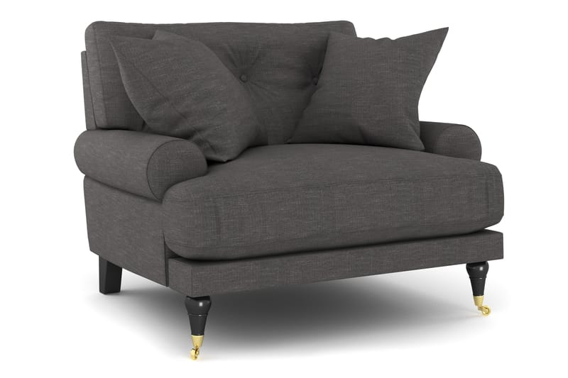 Andrew Sofagruppe 3-personers + 2-personers Sofa + Lænestol + Fodskammel i Fløjl - Mørkegrå - Møbler - Sofaer - Sofagrupper - Howard sofagruppe