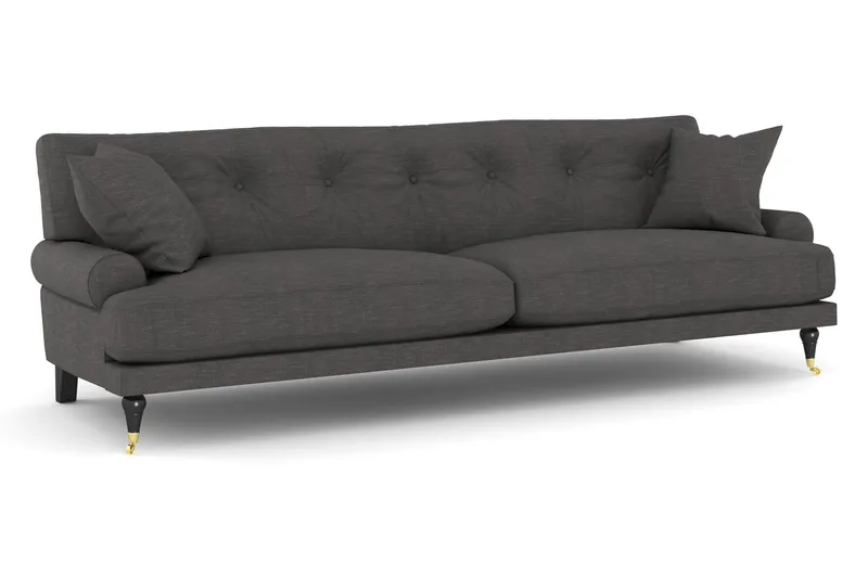 Andrew Sofagruppe 3-personers + 2-personers Sofa + Lænestol + Fodskammel i Fløjl - Mørkegrå - Møbler - Sofaer - Sofagrupper - Howard sofagruppe