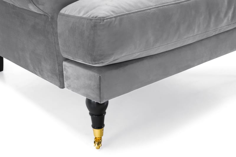 Andrew Sofagruppe 3-personers Sofa + Lænestol + Fodskammel i Fløjl - Lysegrå - Møbler - Sofaer - Sofagrupper - Howard sofagruppe