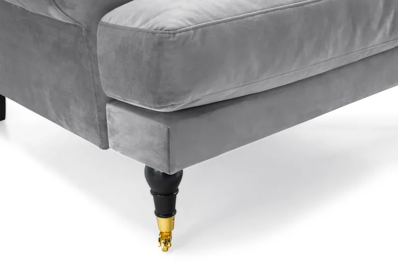 Andrew Sofagruppe 3-personers Sofa + Lænestol + Fodskammel i Fløjl - Lysegrå - Møbler - Sofaer - Sofagrupper - Howard sofagruppe
