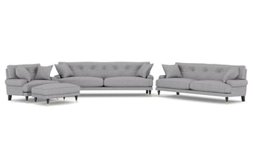 Andrew Sofagruppe 3-personers + 2-personers Sofa + Lænestol + Fodskammel i Stof