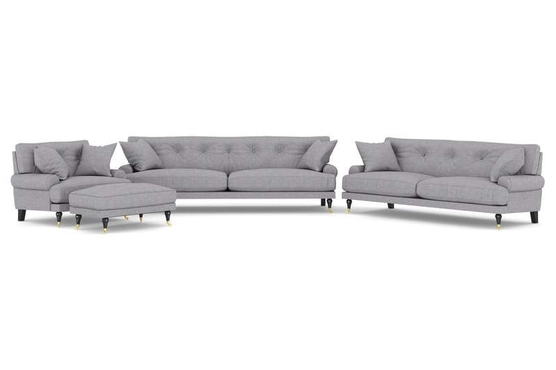 Andrew Sofagruppe 3-personers + 2-personers Sofa + Lænestol + Fodskammel i Stof - Grå - Møbler - Sofaer - Sofagrupper - Howard sofagruppe