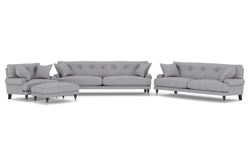 Andrew Sofagruppe 3-personers + 2-personers Sofa + Lænestol + Fodskammel i Stof - Grå - Møbler - Sofaer - Sofagrupper - Howard sofagruppe