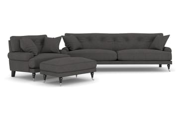 Andrew Sofagruppe 3-personers Sofa + Lænestol + Fodskammel i Stof