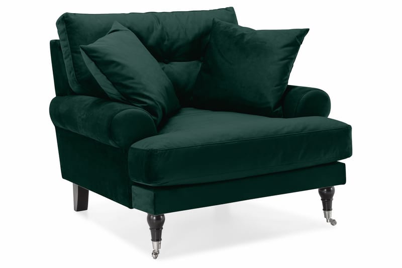 Andrew Sofagruppe 3-personers Sofa + Lænestol + Fodskammel i Fløjl - Grøn - Møbler - Sofaer - Sofagrupper - Howard sofagruppe