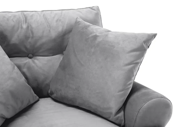 Andrew Sofagruppe 3-personers + 2-personers Sofa + Lænestol + Fodskammel i Fløjl - Lysegrå - Møbler - Sofaer - Sofagrupper - Howard sofagruppe