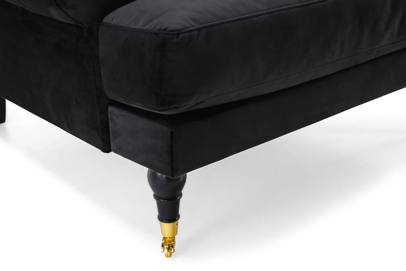 Andrew Sofagruppe 3-personers Sofa + Lænestol + Fodskammel i Fløjl - Sort - Møbler - Sofaer - Sofagrupper - Howard sofagruppe