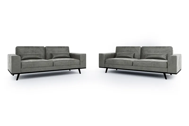 Copenhagen Sofagruppe 3-personers + 2-personers Fløjlssofa, Mørkegrå