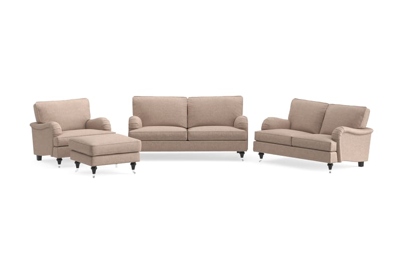 Howard Classic Sofagruppe 2-personers + Lille 2-personers Sofa + Lænestol + Fodskammel i Stof - Mørkebege - Møbler - Sofaer - Sofagrupper - Howard sofagruppe