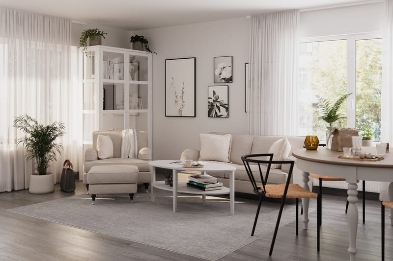 Howard Classic Sofagruppe 2-personers Sofa + Lænestol + Fodskammel i Stof - Beige - Møbler - Sofaer - Sofagrupper - Howard sofagruppe