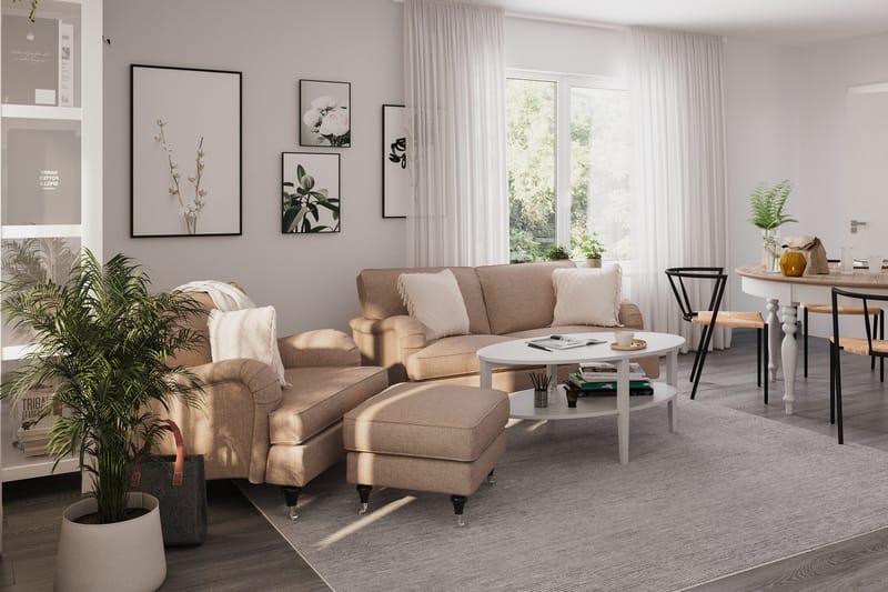 Howard Classic Sofagruppe 2-personers Sofa + Lænestol + Fodskammel i Stof - Mørkebege - Møbler - Sofaer - Sofagrupper - Howard sofagruppe