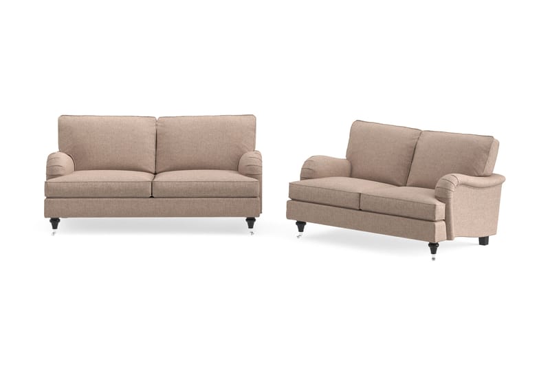 Howard Classic Sofagruppe 2-personers + 2-personers Stofsofa, Mørkebege