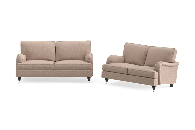 Howard Classic Sofagruppe 2-personers + 2-personers Stofsofa, Mørkebege