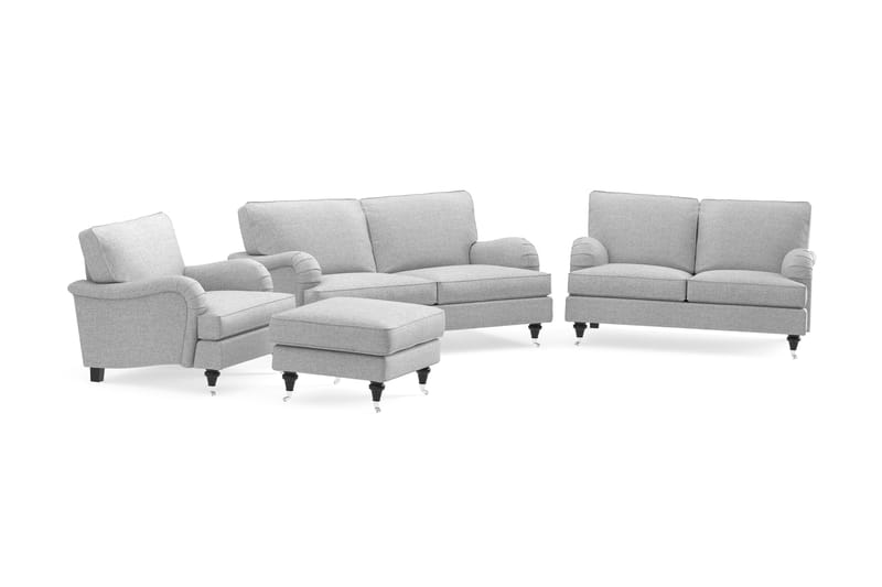 Howard Classic Sofagruppe 2-personers + Lille 2-personers Sofa + Lænestol + Fodskammel i Stof - Grå - Møbler - Sofaer - Sofagrupper - Howard sofagruppe