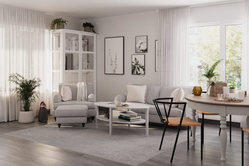 Howard Classic Sofagruppe 2-personers Sofa + Lænestol + Fodskammel i Stof - Grå - Møbler - Sofaer - Sofagrupper - Howard sofagruppe