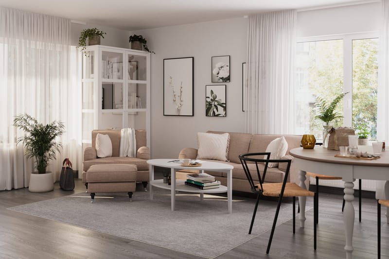 Howard Classic Sofagruppe 2-personers Sofa + Lænestol + Fodskammel i Stof - Mørkebege - Møbler - Sofaer - Sofagrupper - Howard sofagruppe