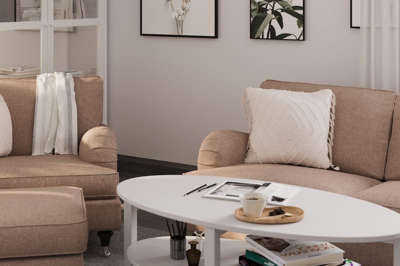 Howard Classic Sofagruppe 2-personers Sofa + Lænestol + Fodskammel i Stof - Mørkebege - Møbler - Sofaer - Sofagrupper - Howard sofagruppe