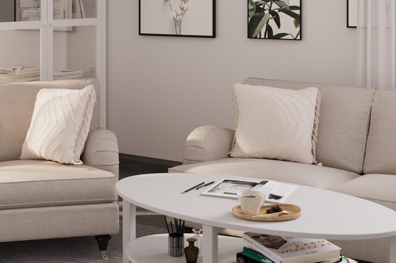 Howard Classic Sofagruppe 2-personers + Lille 2-personers Sofa + Lænestol + Fodskammel i Stof - Beige - Møbler - Sofaer - Sofagrupper - Howard sofagruppe