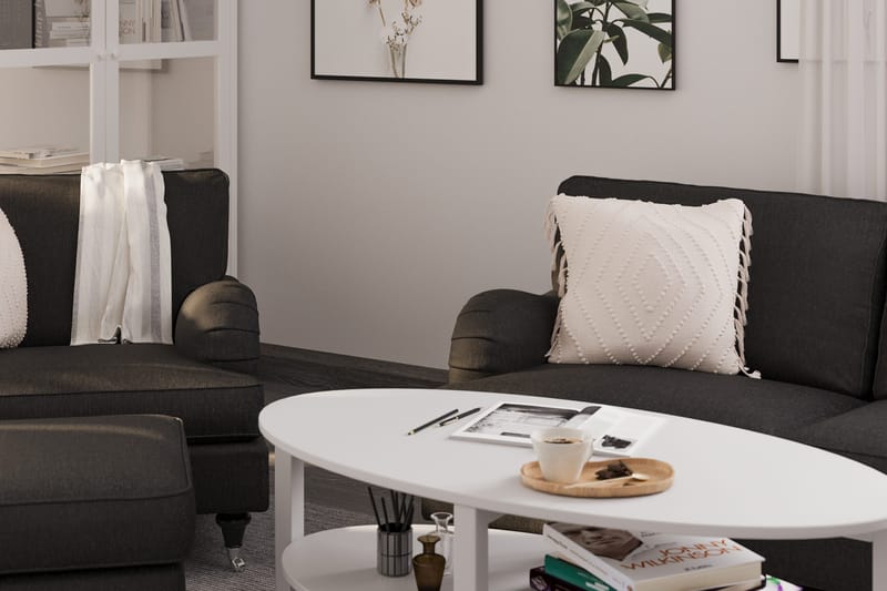 Howard Classic Sofagruppe 2-personers Svunget Sofa + Lænestol + Fodskammel i Stof - Mørkegrå - Møbler - Sofaer - Sofagrupper - Howard sofagruppe