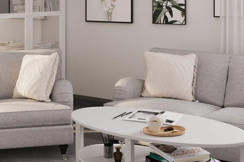 Howard Classic Sofagruppe 2-personers + Lille 2-personers Sofa + Lænestol + Fodskammel i Stof - Grå - Møbler - Sofaer - Sofagrupper - Howard sofagruppe