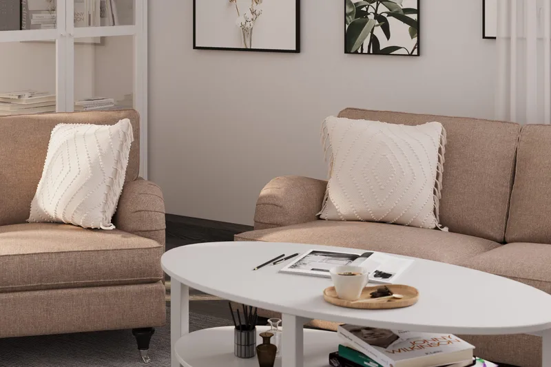 Howard Classic Sofagruppe 2-personers + Lille 2-personers Sofa + Lænestol + Fodskammel i Stof - Mørkebege - Møbler - Sofaer - Sofagrupper - Howard sofagruppe